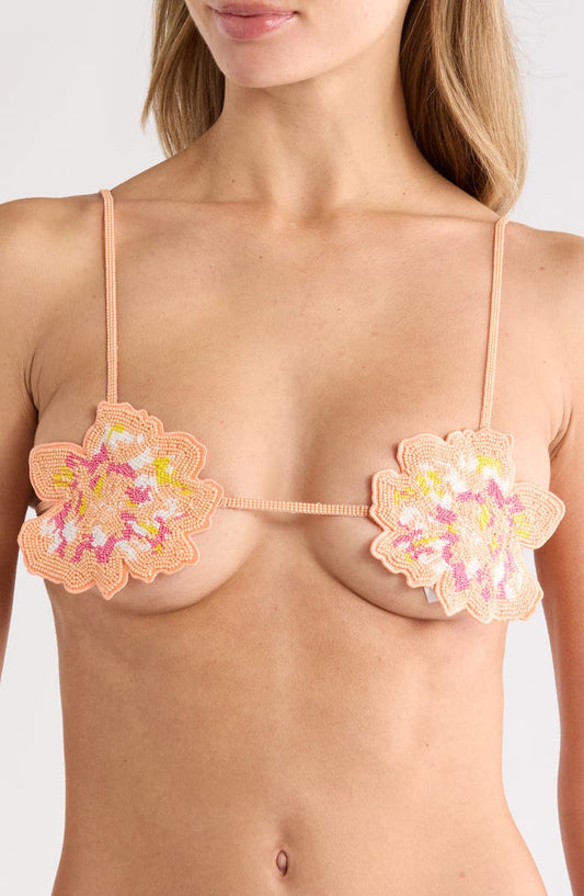 Florence Beaded Flower Bikini Top