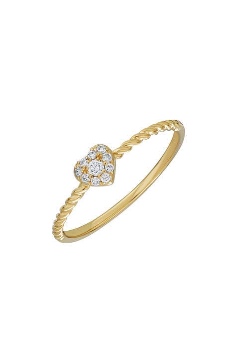 Anillo de Diamantes Corazón Pavé de Oro de 18 K - 0,09 ct. (Exclusivo Nordstrom)