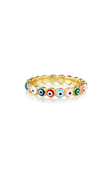 14K Gold Plated Evil Eye Band Ring