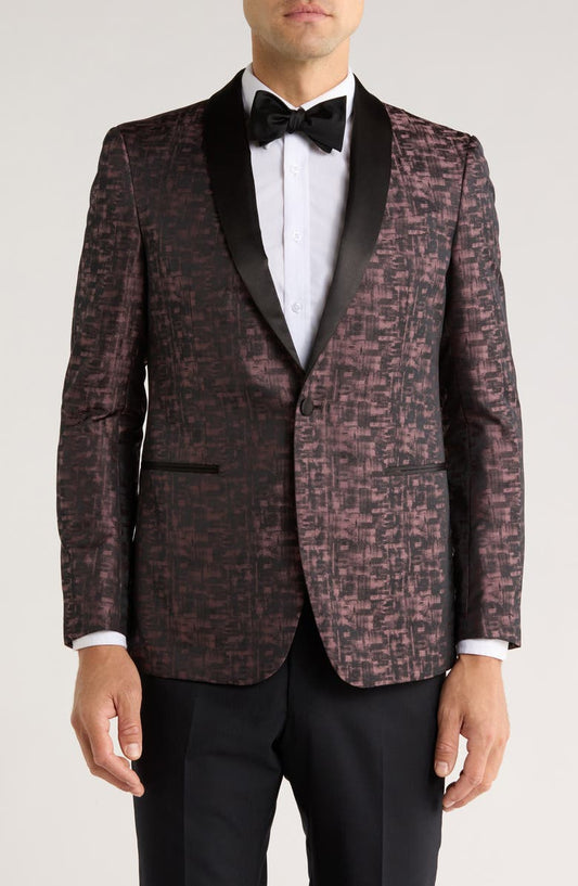 Geometric Patterned Shawl Lapel Dinner Jacket