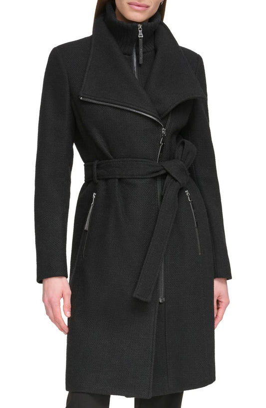 Angled Zip Twill Coat