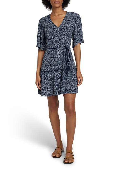 Vestido corto de crepé con botones y cintura anudada Orinda