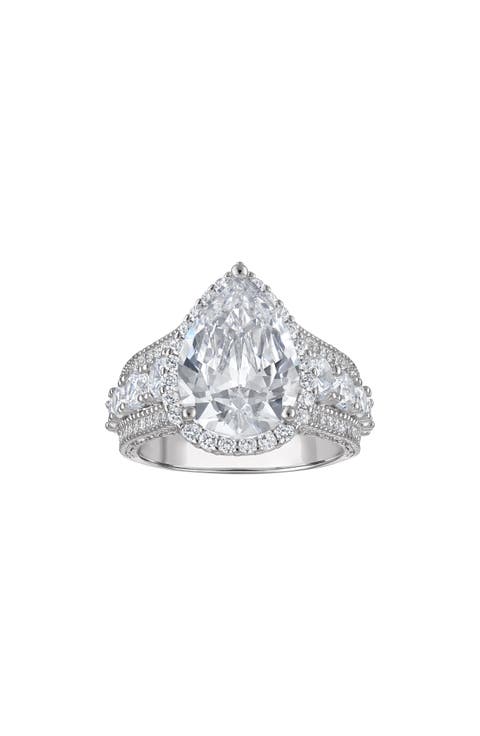 Sterling Silver Pear Cut Cubic Zirconia Ring
