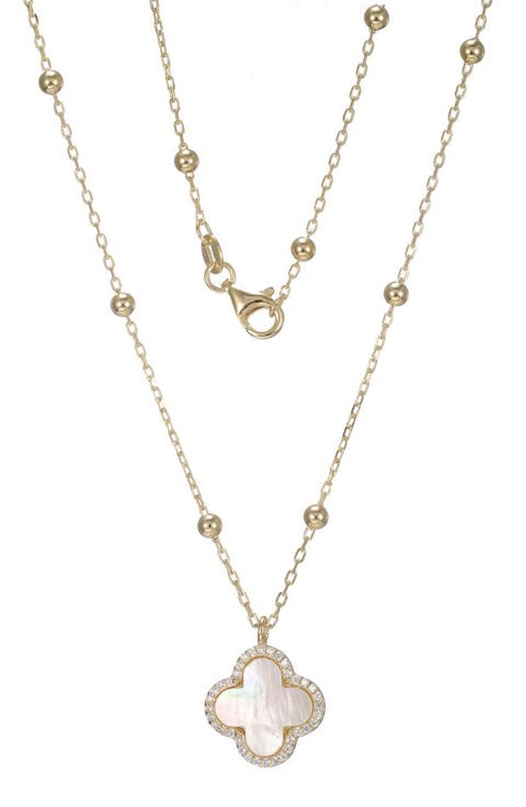 Mother of Pearl Clover Pendant Necklace