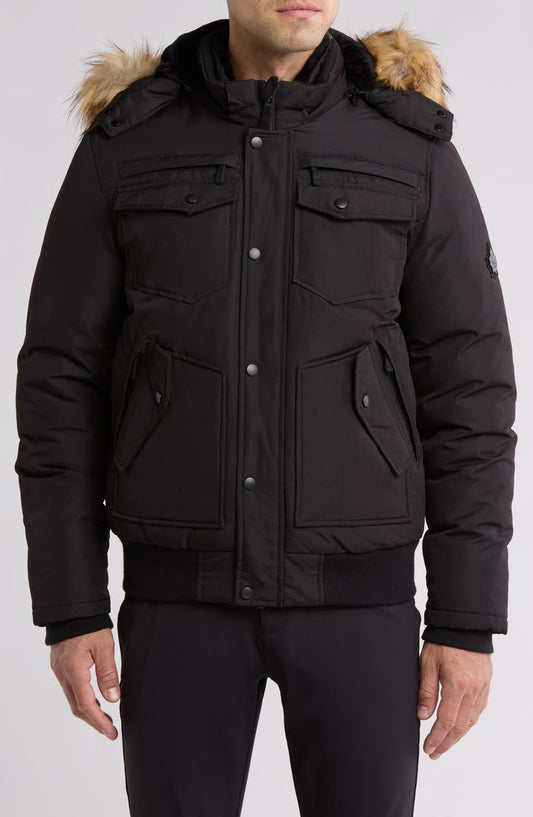 Faux Fur Trim Bomber Jacket