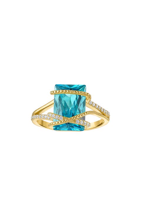 Aqua & White Cubic Zirconia Ring