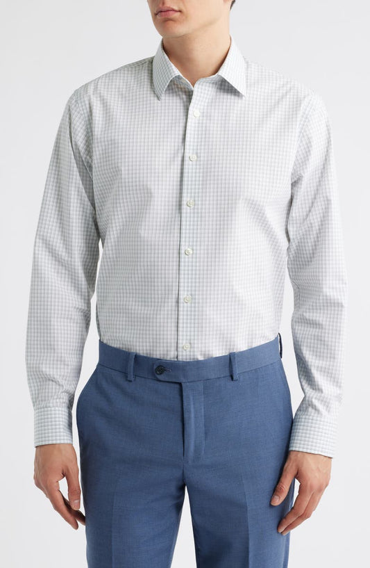 Trim Fit Plaid Non-Iron Cotton Dress Shirt (Regular, Big & Tall)