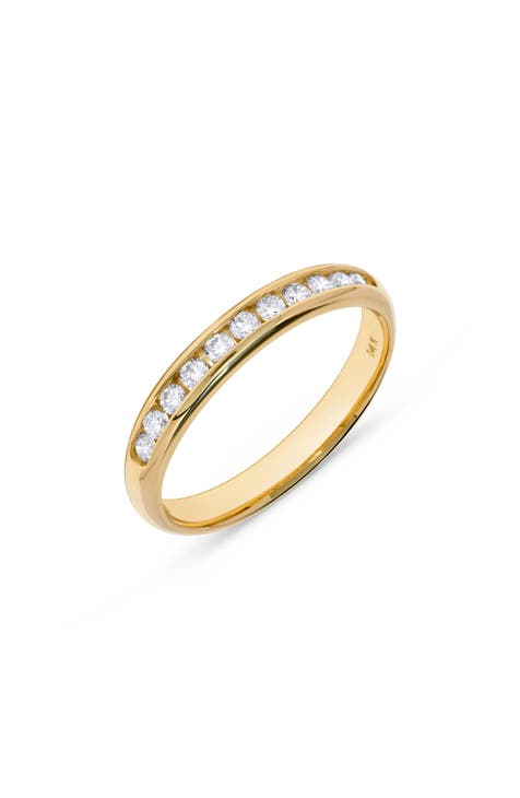 Anillo de oro blanco de 14 quilates con diamante redondo engastado en canal - 0,25 ct.
