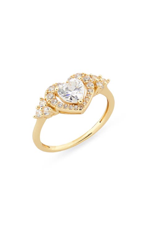 Anillo Halo Corazón Zirconia Cúbica