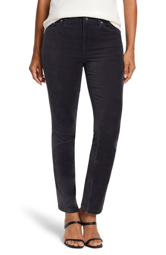 High Waist Stretch Velveteen Straight Leg Ankle Pants (Regular & Petite)