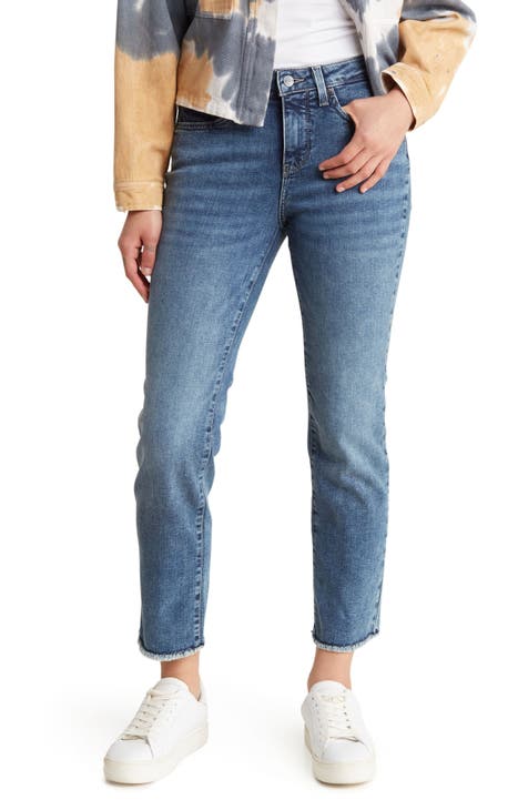 Sheri Released Vaqueros ajustados cortos con dobladillo deshilachado