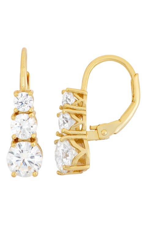 Sterling Silver & Cubic Zirconia Lever-Back Earrings
