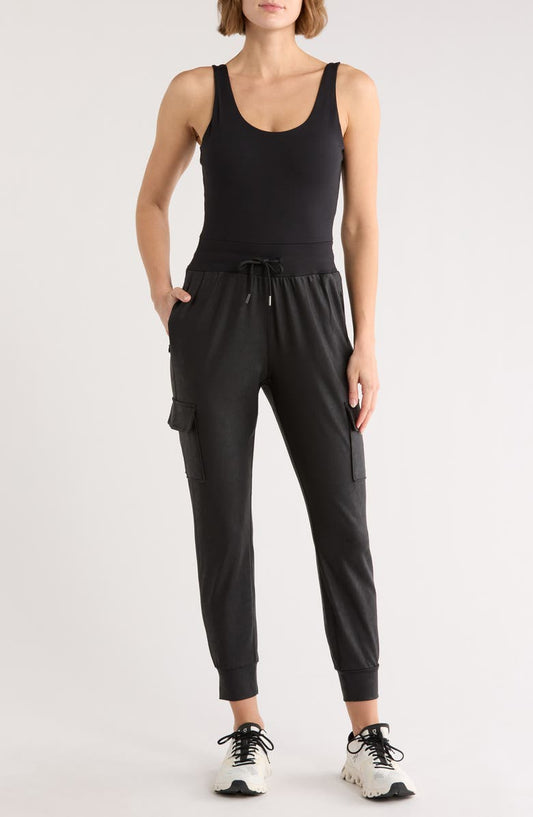 Emmy Mixed Media Cargo Jumpsuit