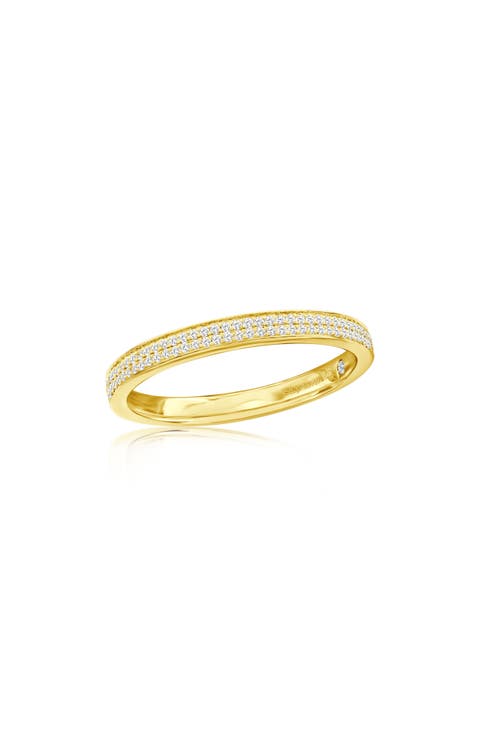 14K Yellow Gold Diamond Stackable Half Eternity Band Ring