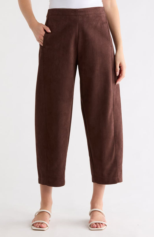 Faux Suede Barrel Pants