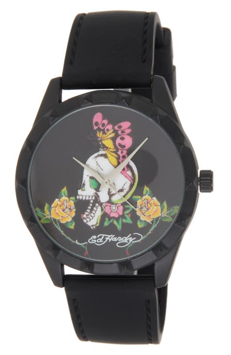 Reloj con correa de silicona y tachuelas, 40 mm x 46 mm