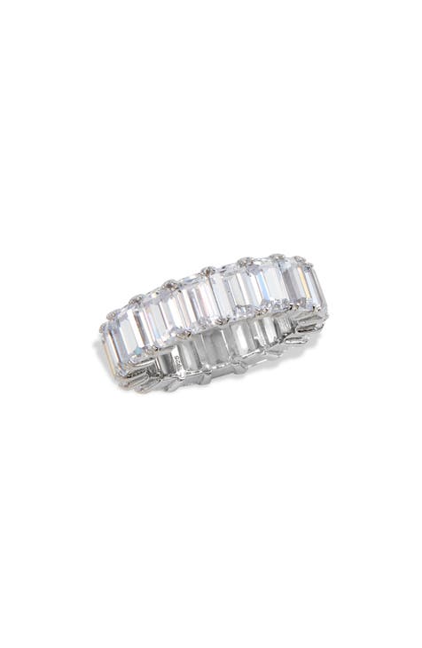 Anillo CZ Baguette Negrita de Plata de Ley