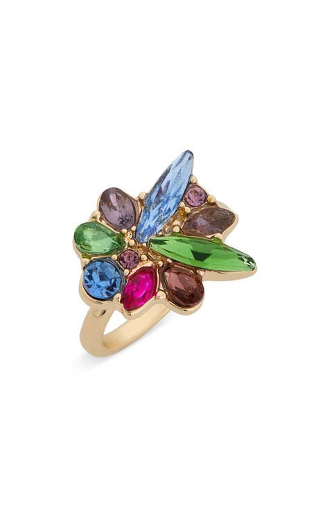 Anillo de Cóctel de Cristal Art Decó