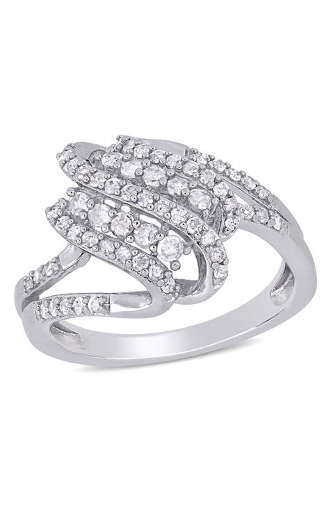 Anillo espiral de diamantes de plata de ley - 0,50 ctw