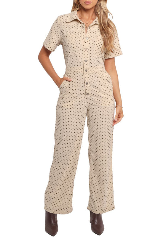 Mikia Short Sleeve Corduroy Jumpsuit