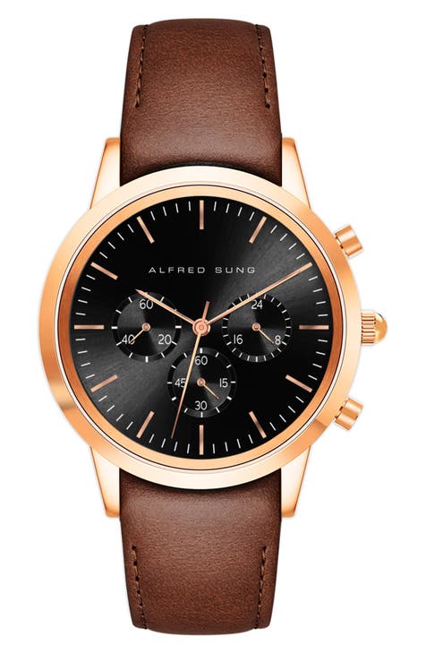 Reloj cronógrafo con correa de piel, 42 mm