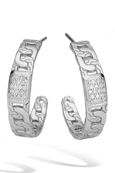 Classic Chain Diamond Hoop Earrings - 0.20 CTW