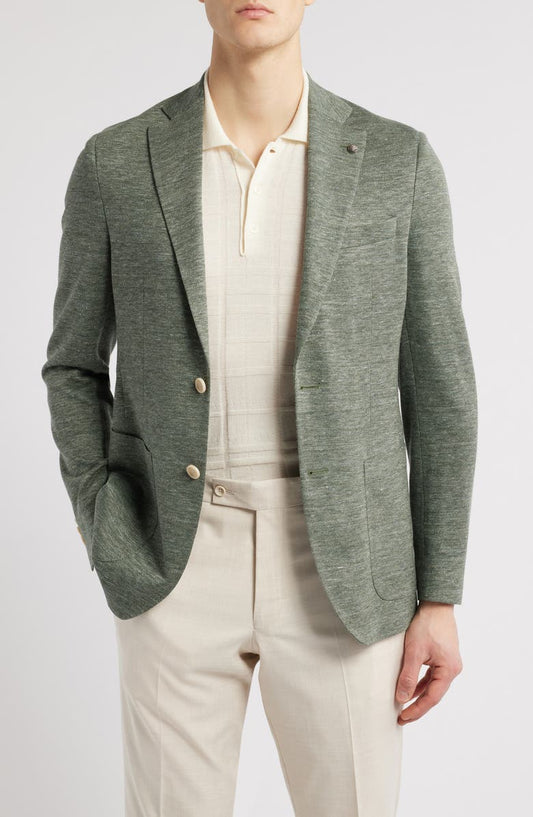 Hartford Green Mélange Knit Linen & Wool Blend Sport Coat