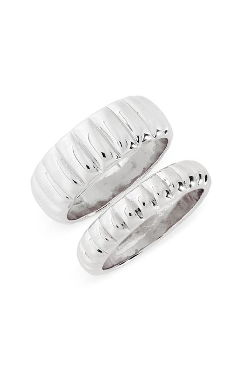 Juego de 2 anillos de banda estriados