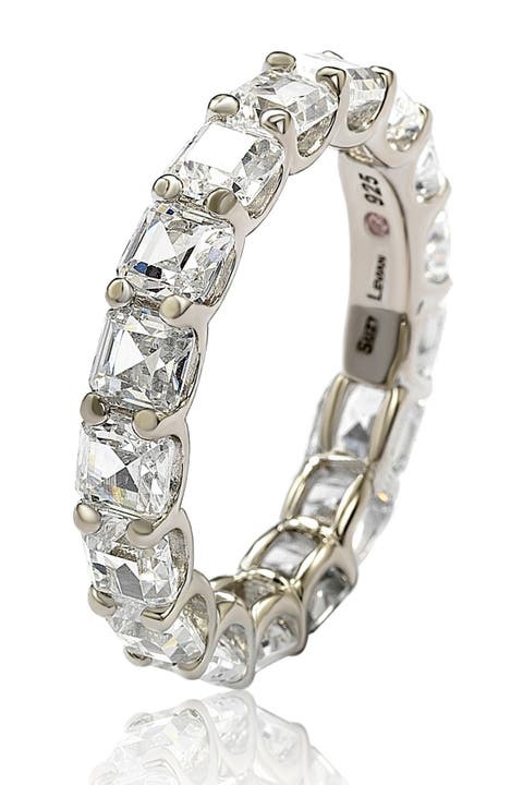 Anillo de eternidad moderno CZ blanco de plata de ley