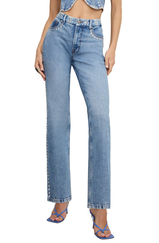 Good Icon Stud Straight Leg Jeans