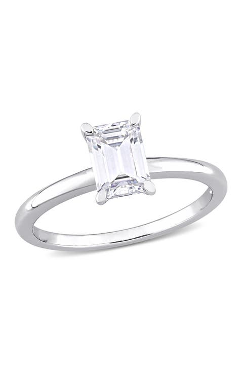 Anillo de Compromiso de Plata de Ley Creado 1ctw Octagon Moissanite Solitaire