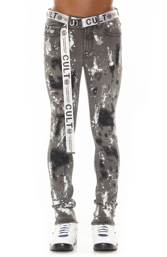 Punk Belted Rip & Repair Super Skinny Jeans (Cinder)