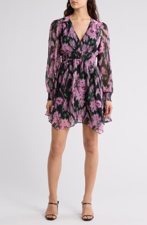 Vestido floral de gasa de manga larga