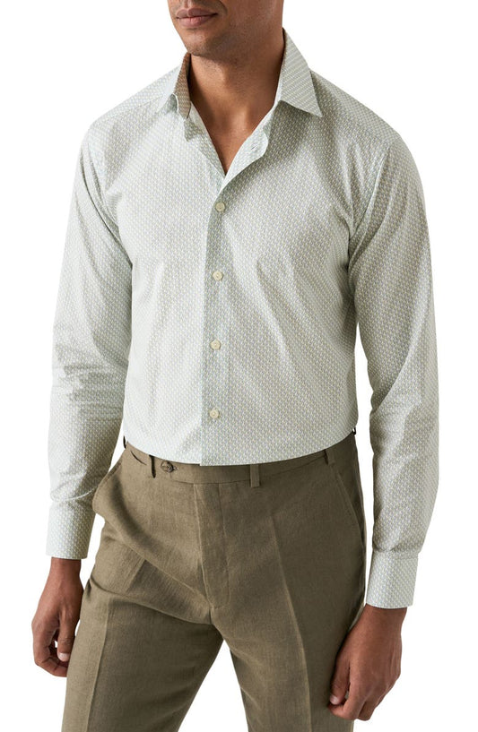 Slim Fit Parrot Print Cotton Dress Shirt