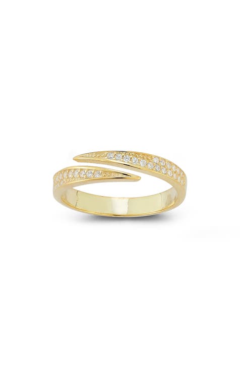 Anillo Bypass CZ Pavé Chapado en Oro de 14K