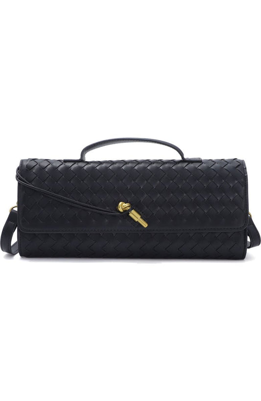 Black Woven Baguette Bag