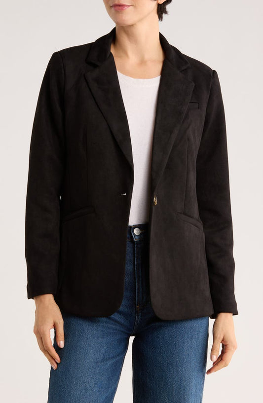 Faux Suede Blazer