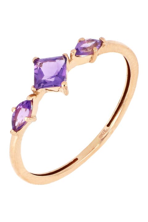 Anillo triple de amatista de oro rosa de 18 quilates (Exclusivo Nordstrom)