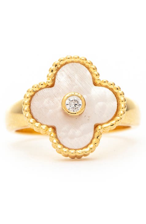 Anillo Flor de Nácar y CZ