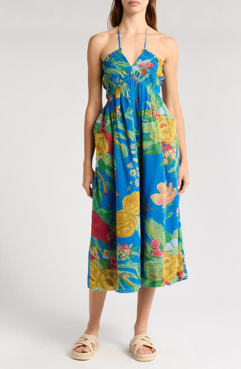 El vestido de algodón floral chirriante