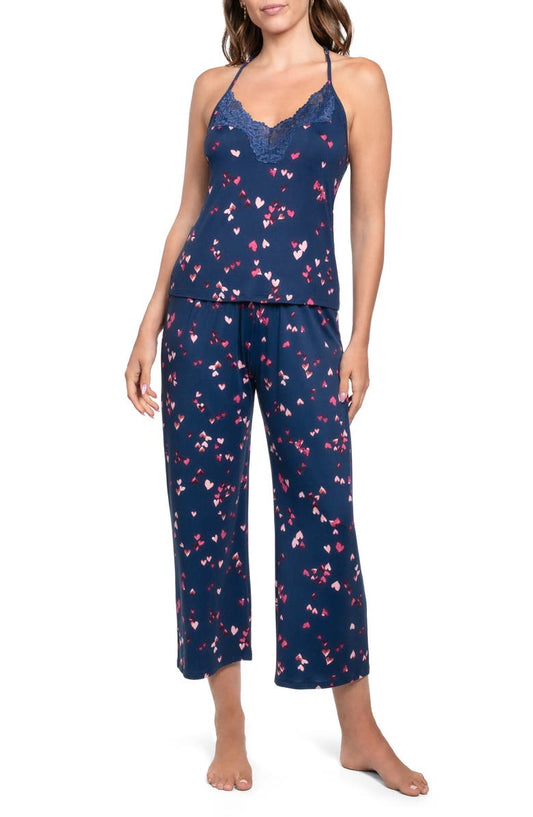Lace Trim Heart Long Pajamas