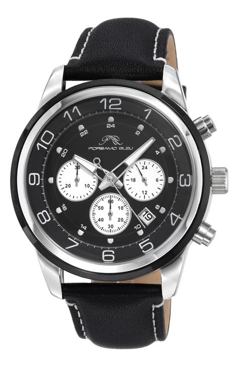 Reloj Arthur Cronógrafo Hombre con Correa de Piel, 44mm