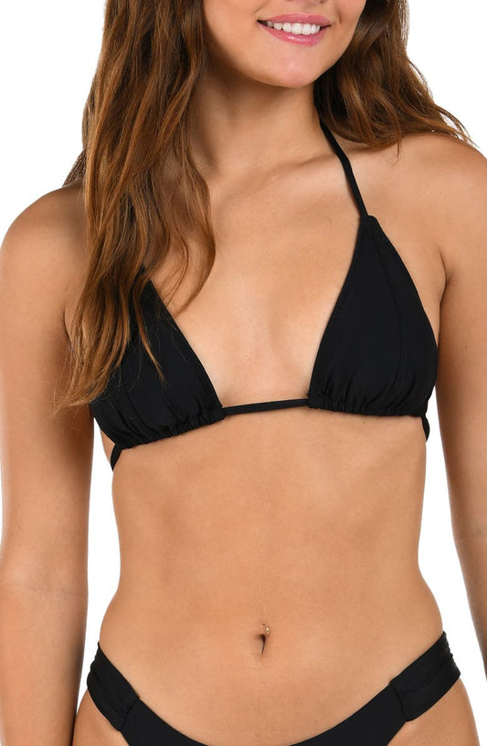 Solid Seamed Triangle Bikini Top