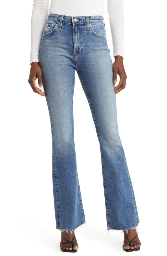 Farrah Raw Hem High Waist Bootcut Jeans