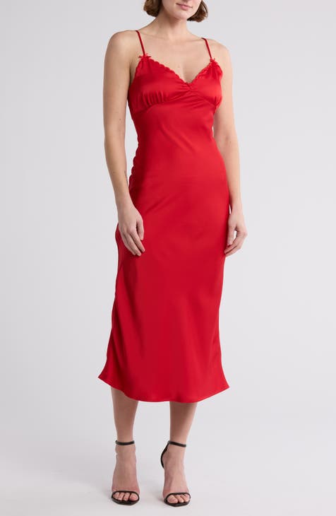 Vestido lencero midi de satén