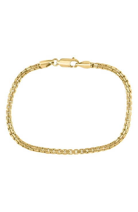 Men's 14K Gold Plated Sterling Silver Box Chain Bracelet