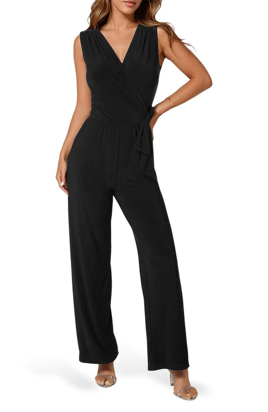 Sleeveless Faux Wrap Jumpsuit