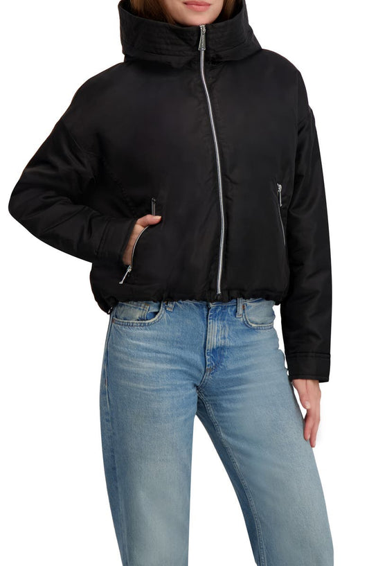 Faux Shearling Lined Hooded Jacket