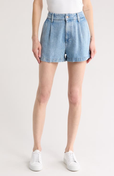 Shorts vaqueros plisados de cintura alta