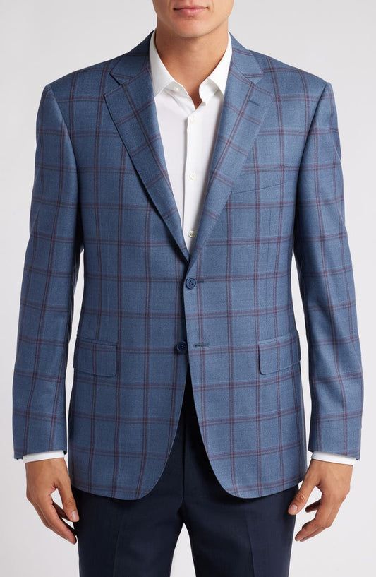 Siena Regular Fit Windowpane Check Wool Sport Coat